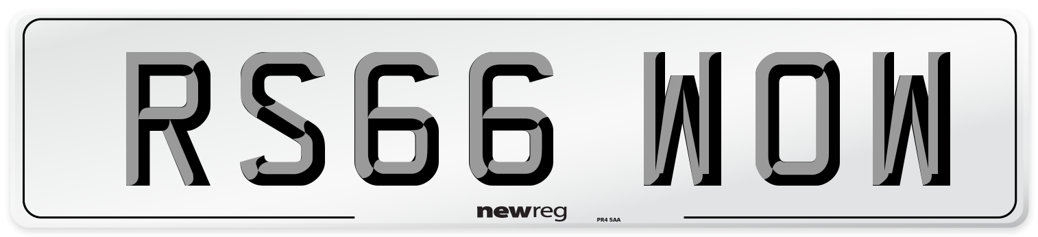 RS66 WOW Number Plate from New Reg